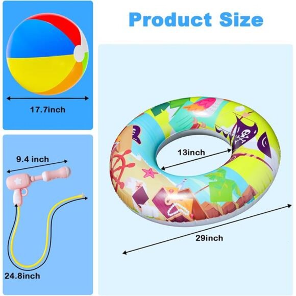 3 Pack Swimming Pool Floats with Water Guns Inflatable‎ Pool Swim Tubes for Kids - Picture 6 of 6